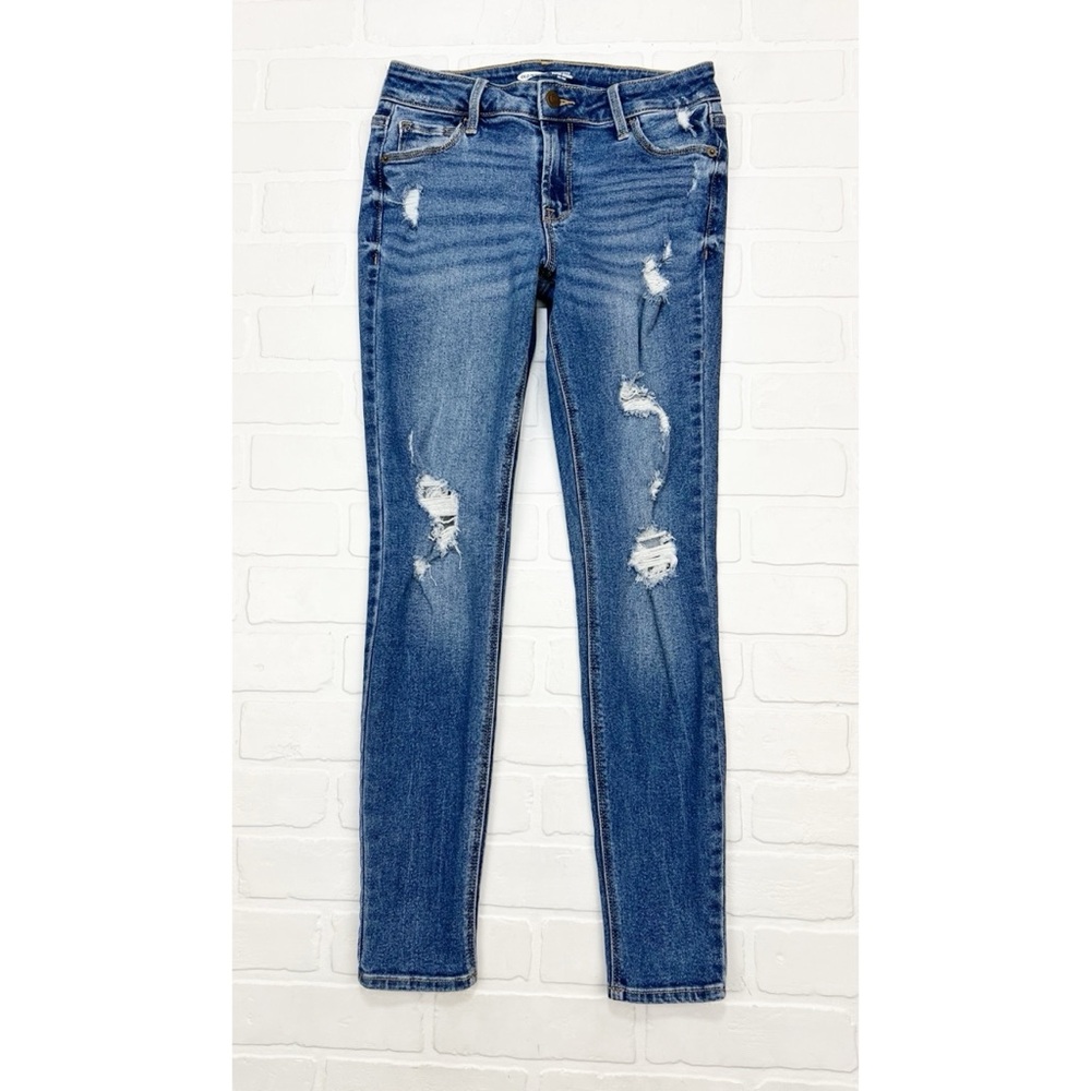 Old Navy Rockstar Super Skinny Mid Rise Jeans Ripped Distressed Blue Size 2